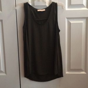 Silky, mixed-media sleeveless blouse